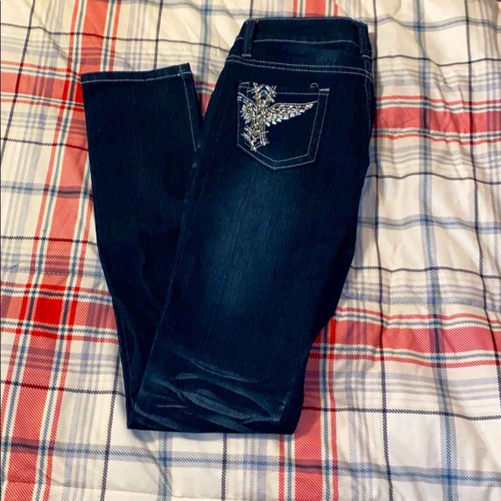 Dark wash blue jeans